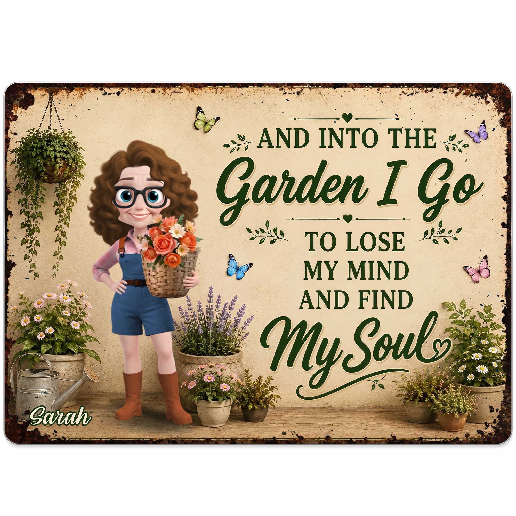 Personalized Metal Garden Sign Custom Name Gift for Mom Metal Sign GradoCreations