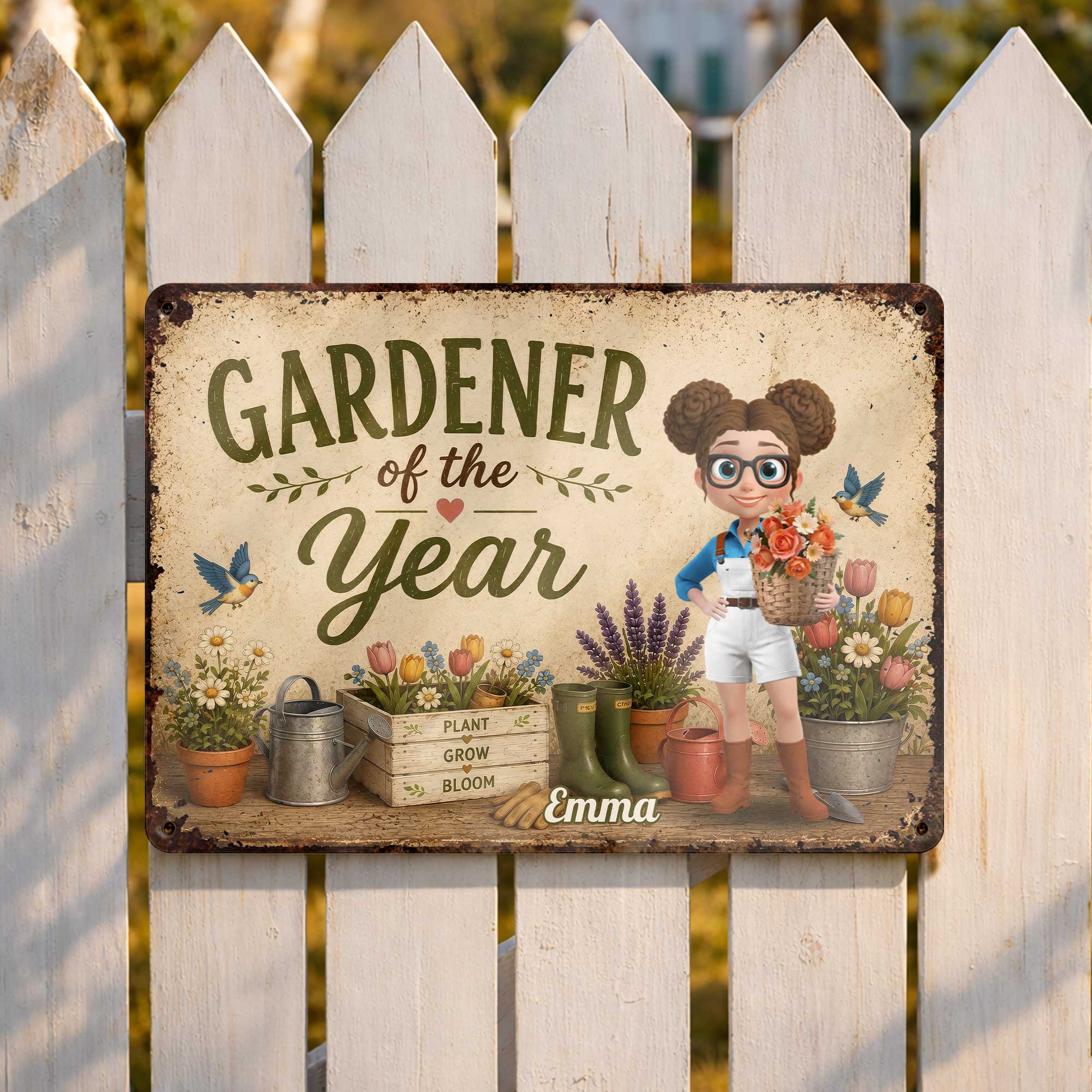 Personalized Metal Sign for Gardener Custom Name Decor Gift Metal Sign GradoCreations