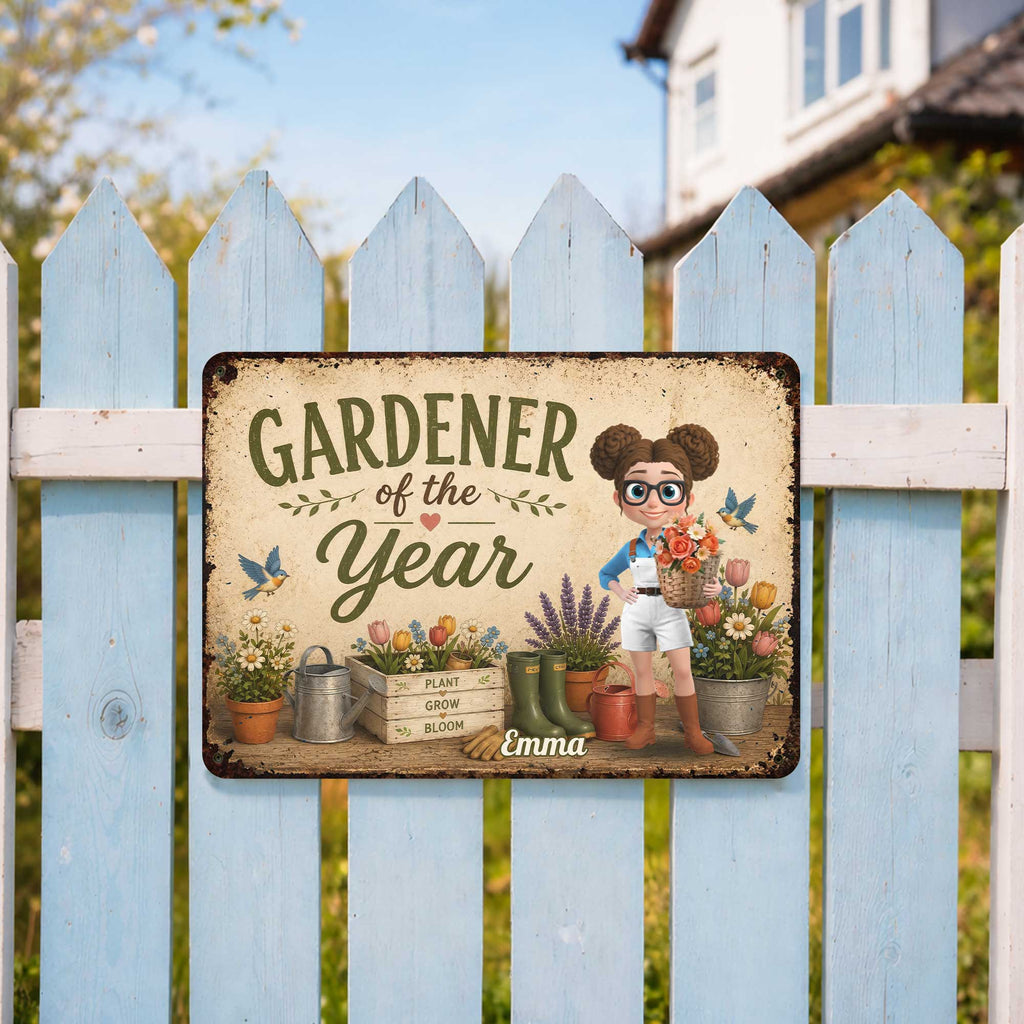 Personalized Metal Sign for Gardener Custom Name Decor Gift Metal Sign GradoCreations