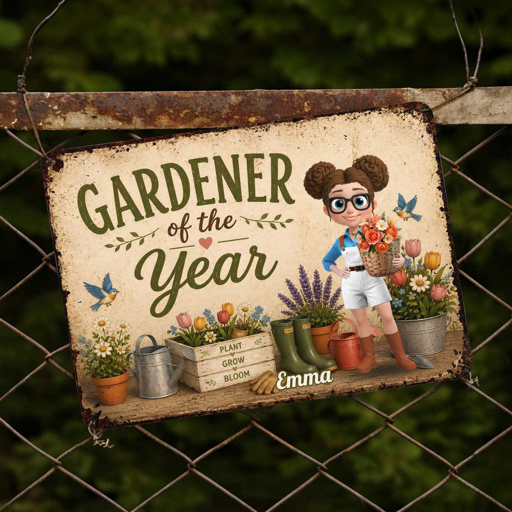 Personalized Metal Sign for Gardener Custom Name Decor Gift Metal Sign GradoCreations