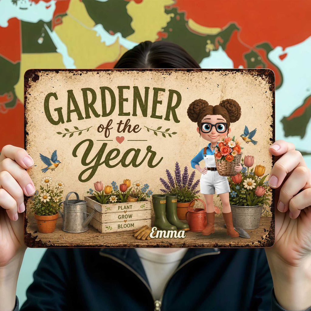 Personalized Metal Sign for Gardener Custom Name Decor Gift Metal Sign GradoCreations