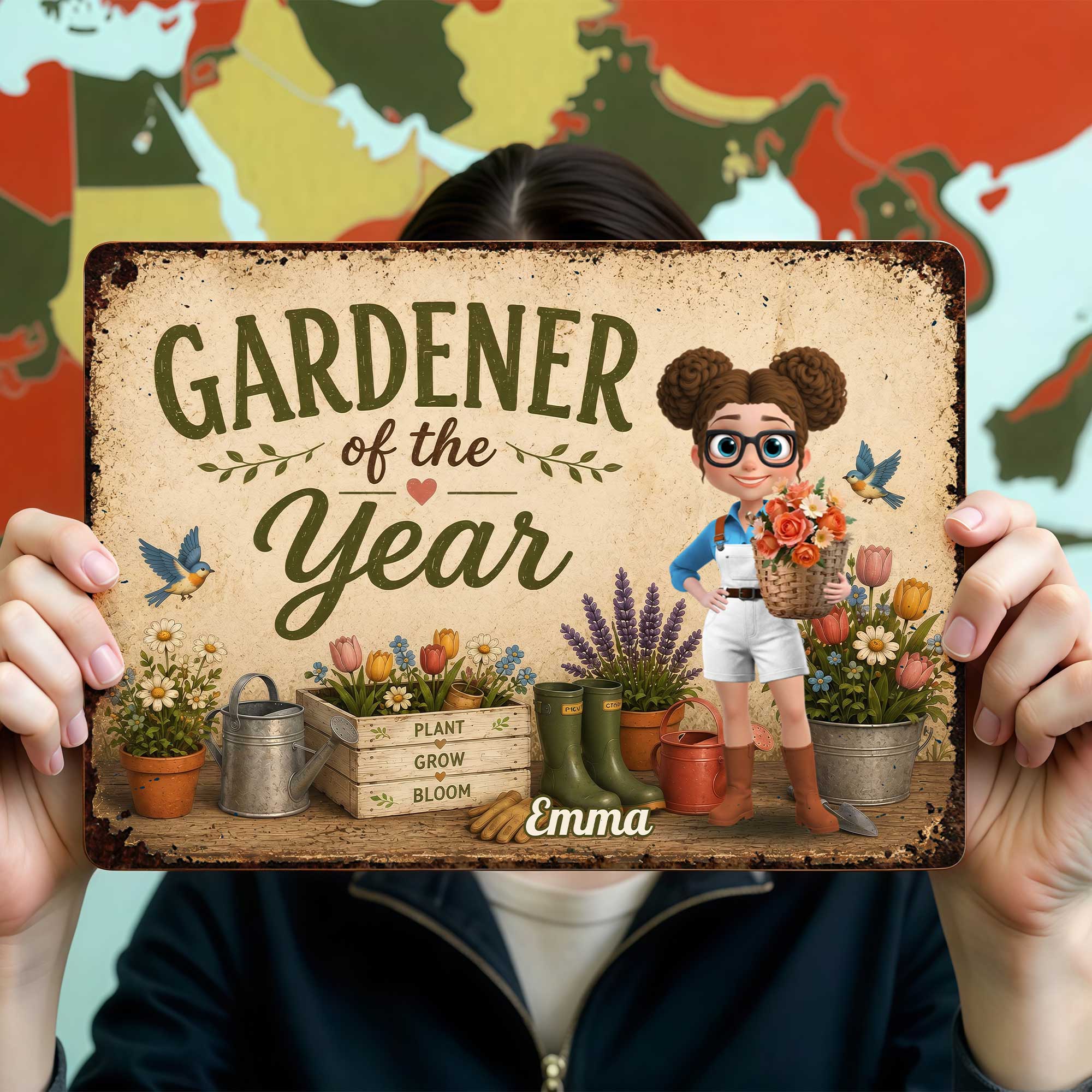 Personalized Metal Sign for Gardener Custom Name Decor Gift Metal Sign GradoCreations