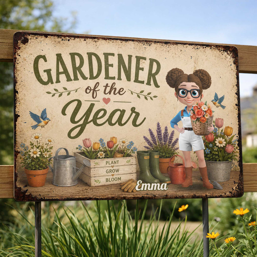 Personalized Metal Sign for Gardener Custom Name Decor Gift Metal Sign GradoCreations
