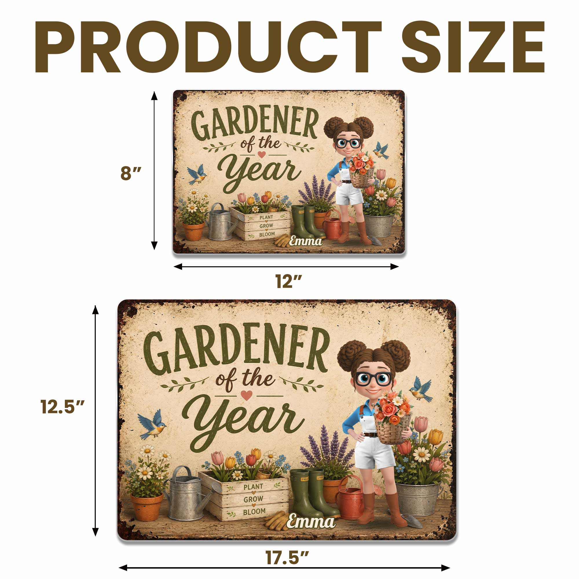 Personalized Metal Sign for Gardener Custom Name Decor Gift Metal Sign GradoCreations