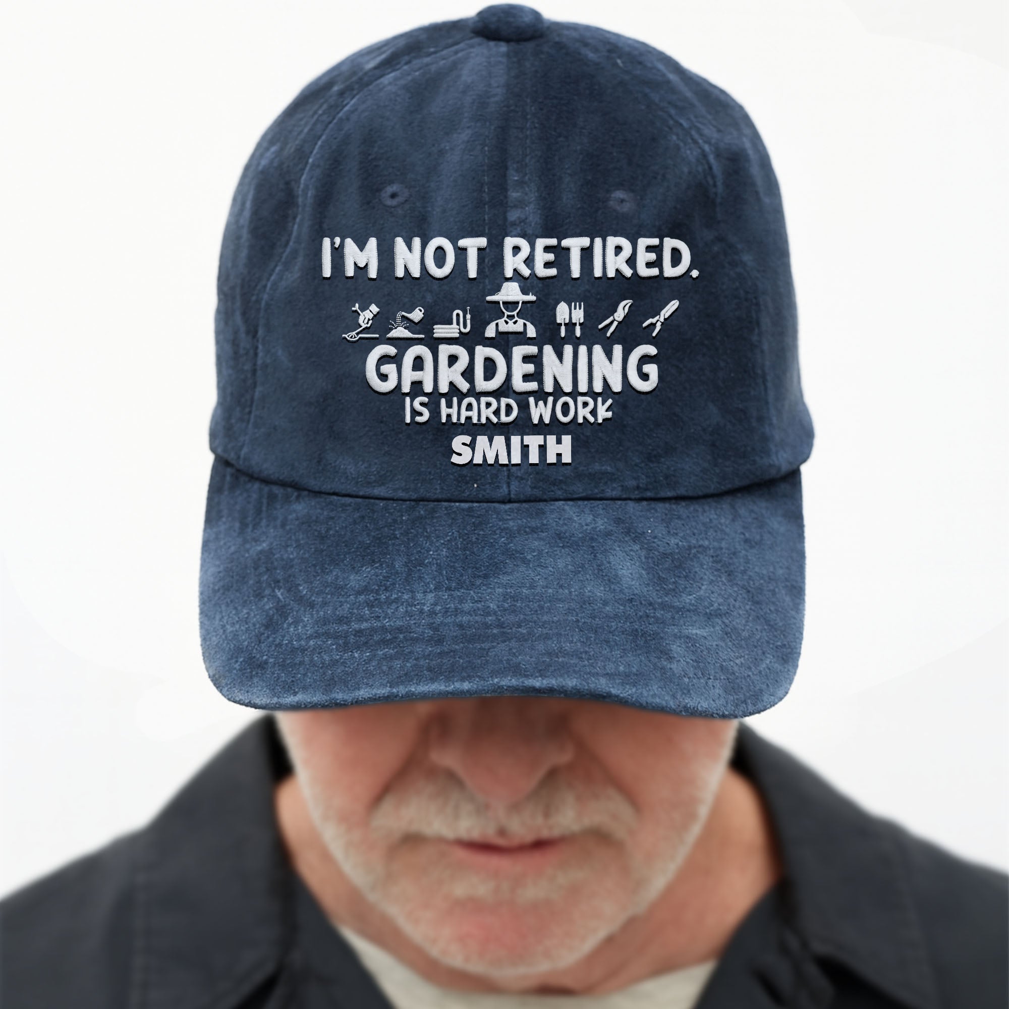Personalized Washed Denim Cap Gardening Gift for Dad