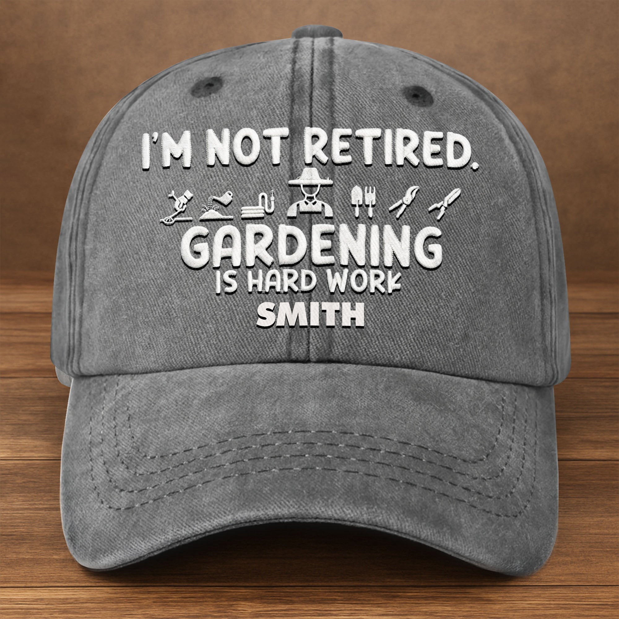 Personalized Washed Denim Cap Gardening Gift for Dad