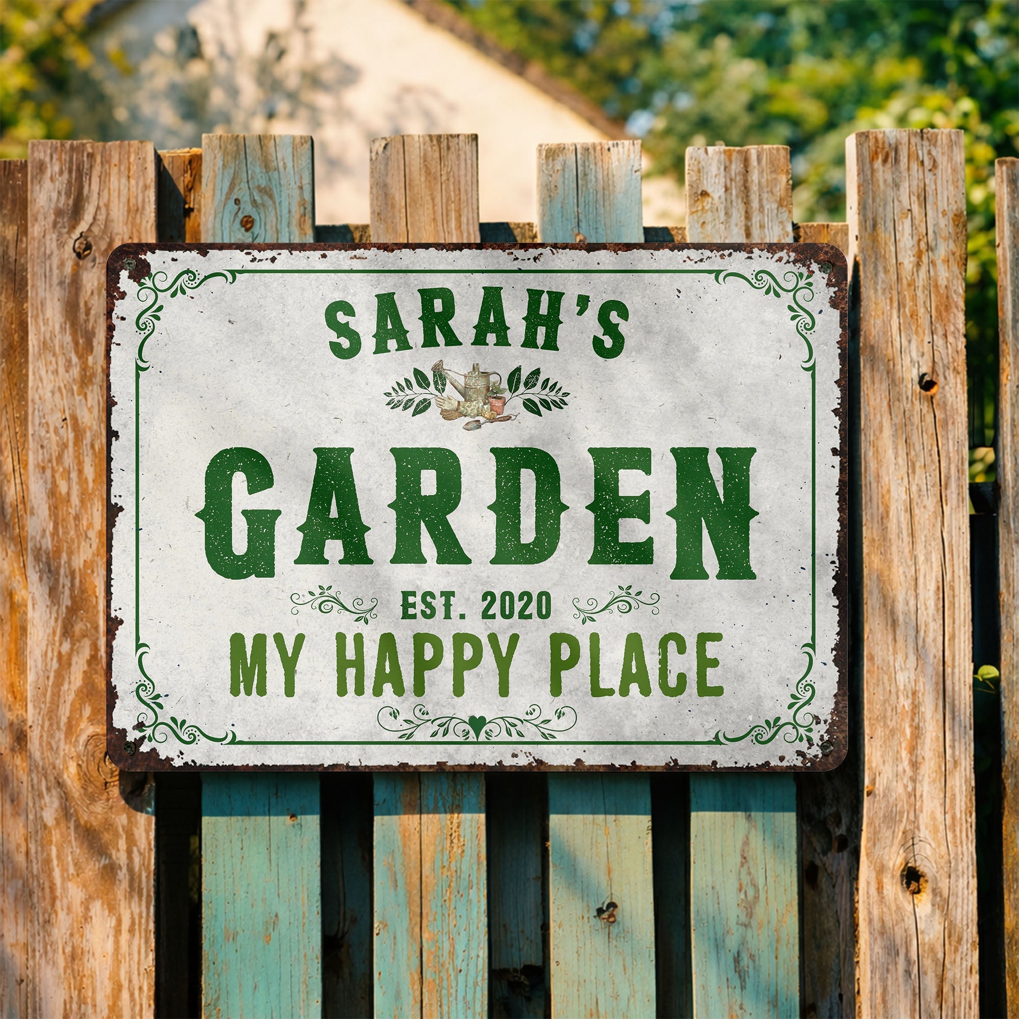 Personalized Metal Sign Garden Decor Custom Name Gift for Mom Metal Sign GradoCreations
