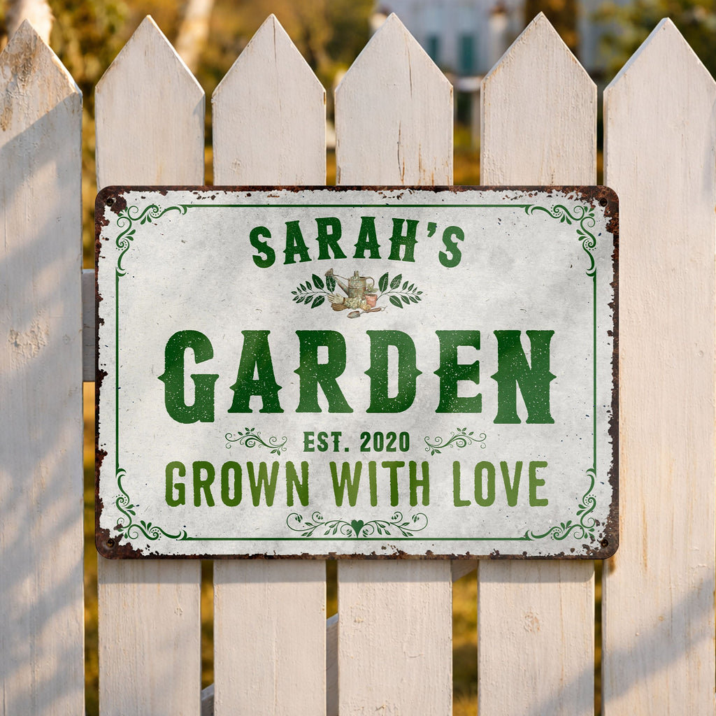 Personalized Metal Sign Garden Decor Custom Name Gift for Mom Metal Sign GradoCreations