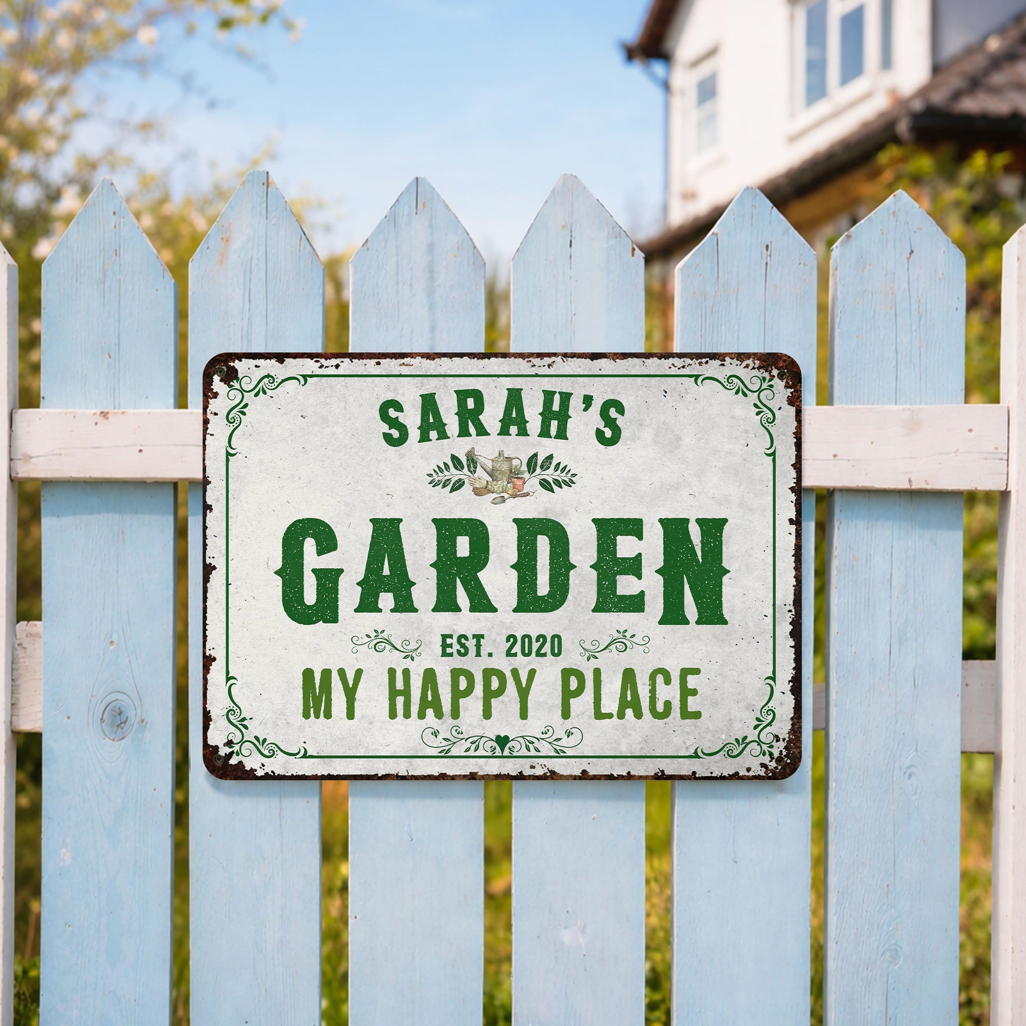 Personalized Metal Sign Garden Decor Custom Name Gift for Mom Metal Sign GradoCreations