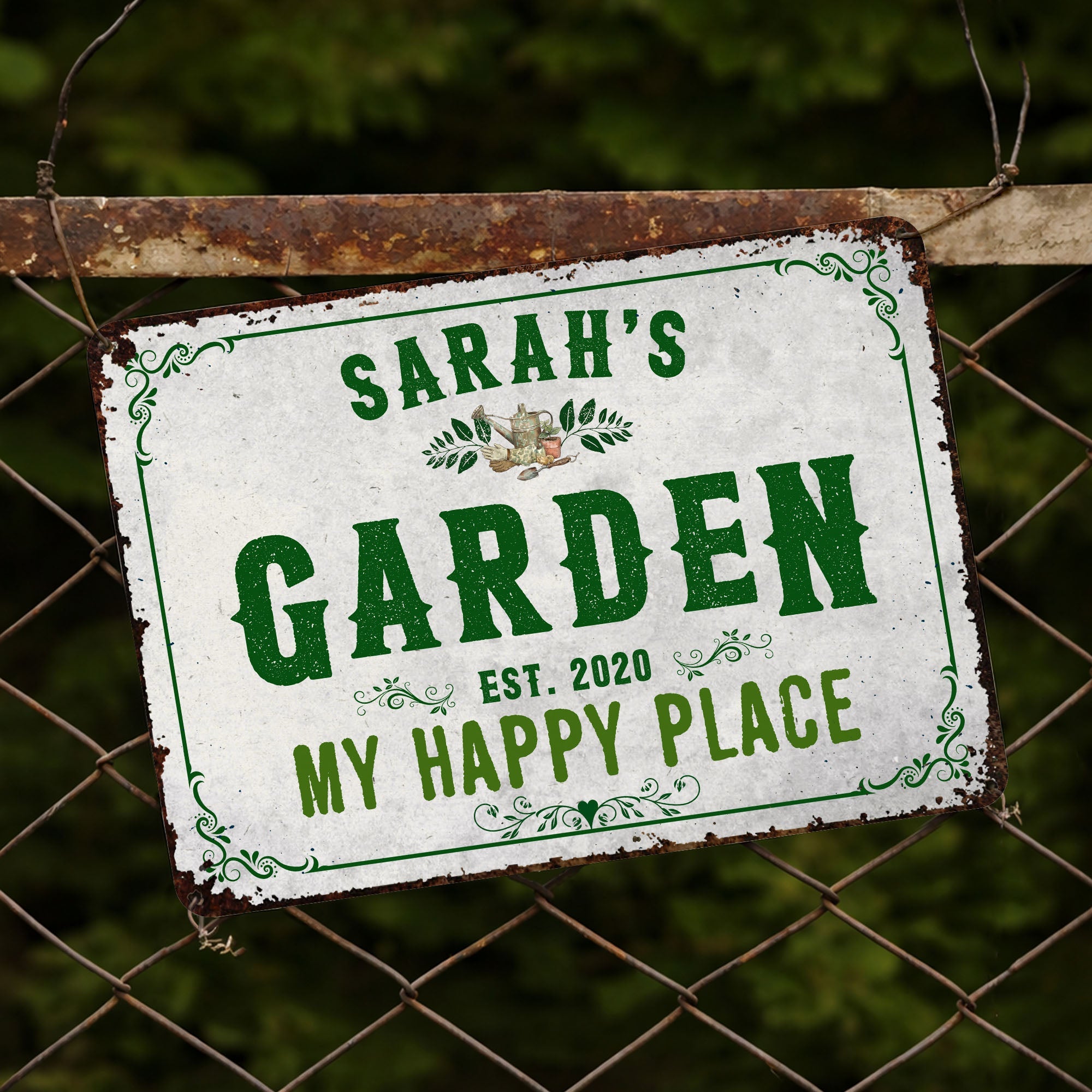 Personalized Metal Sign Garden Decor Custom Name Gift for Mom Metal Sign GradoCreations