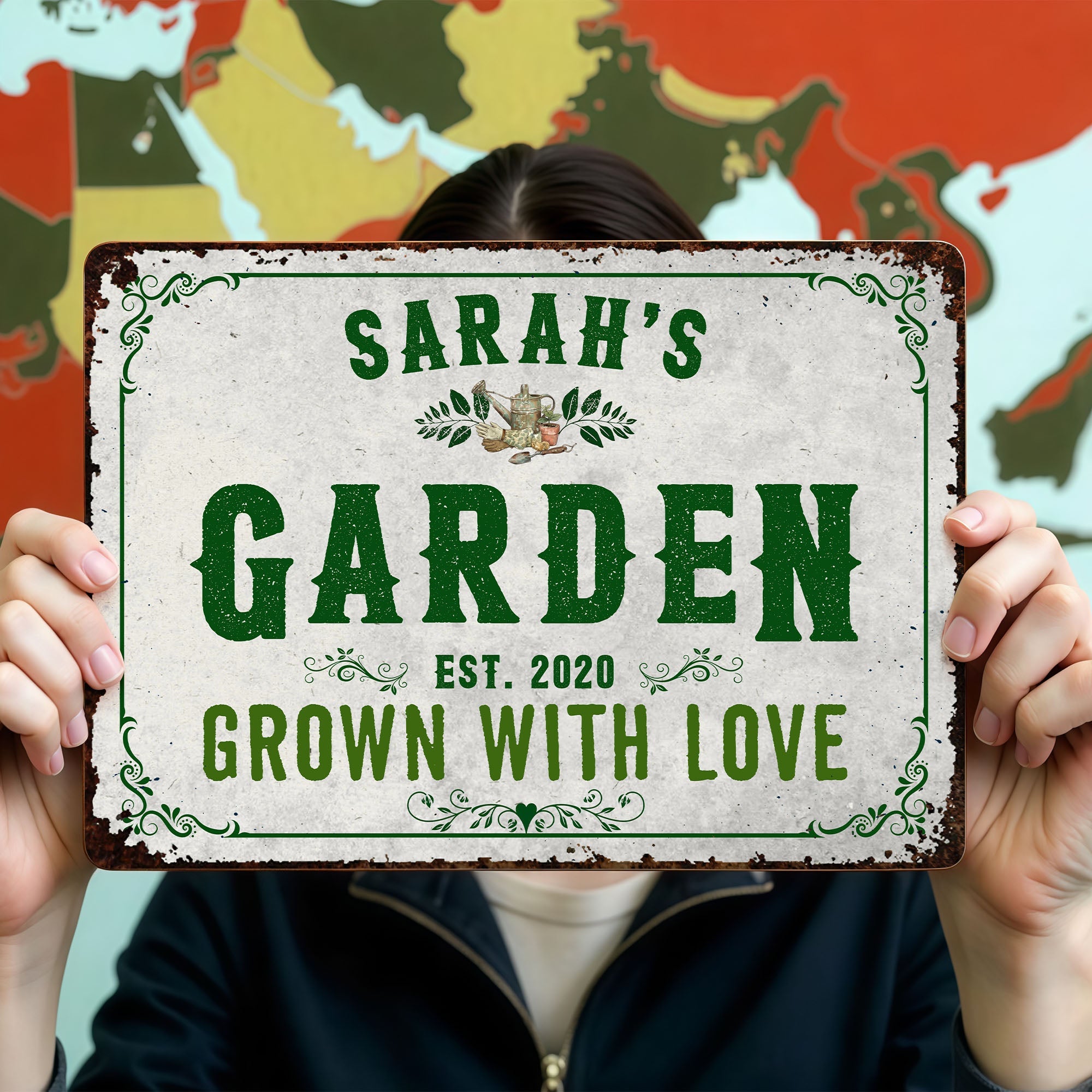 Personalized Metal Sign Garden Decor Custom Name Gift for Mom Metal Sign GradoCreations