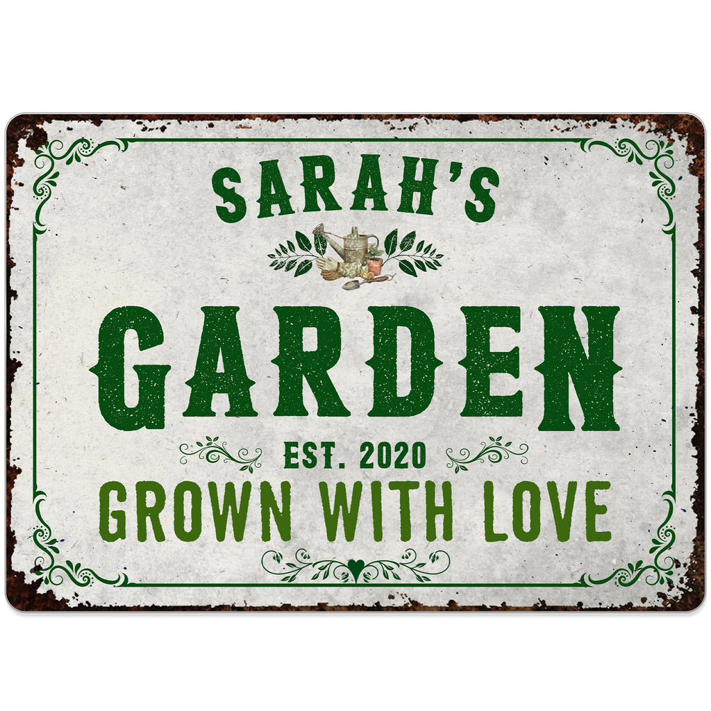 Personalized Metal Sign Garden Decor Custom Name Gift for Mom Metal Sign GradoCreations