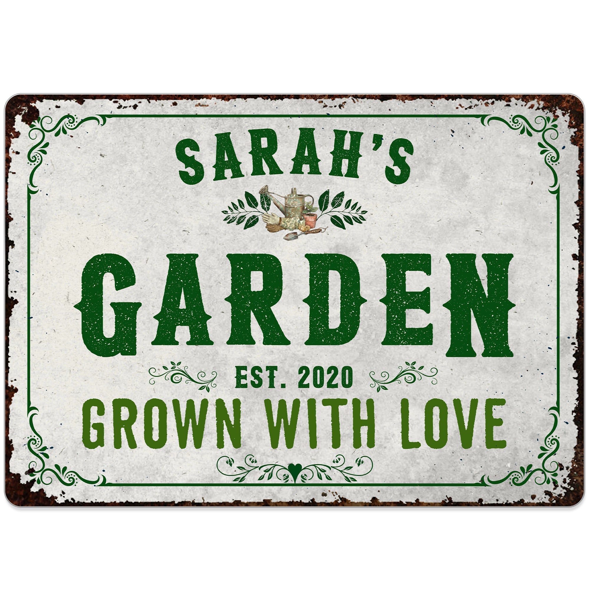 Personalized Metal Sign Garden Decor Custom Name Gift for Mom Metal Sign GradoCreations