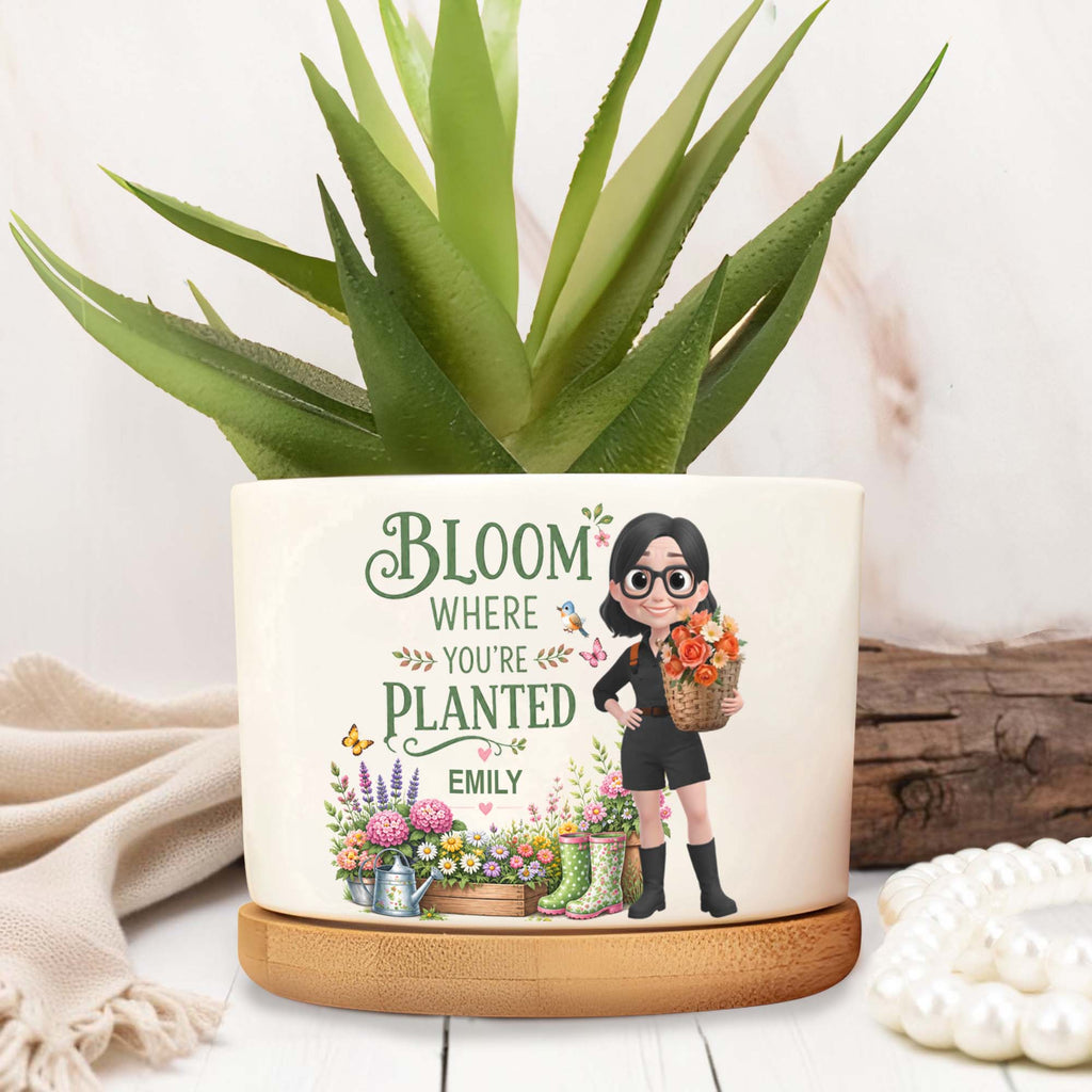 Personalized Ceramic Plant Pot Custom Name Gift for Mom Ceramic Plant Pot GradoCreations