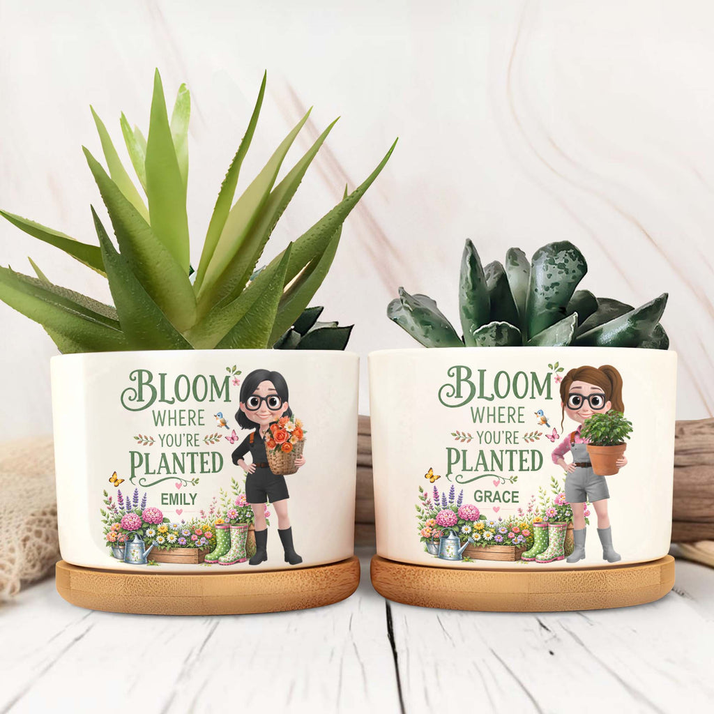 Personalized Ceramic Plant Pot Custom Name Gift for Mom Ceramic Plant Pot GradoCreations