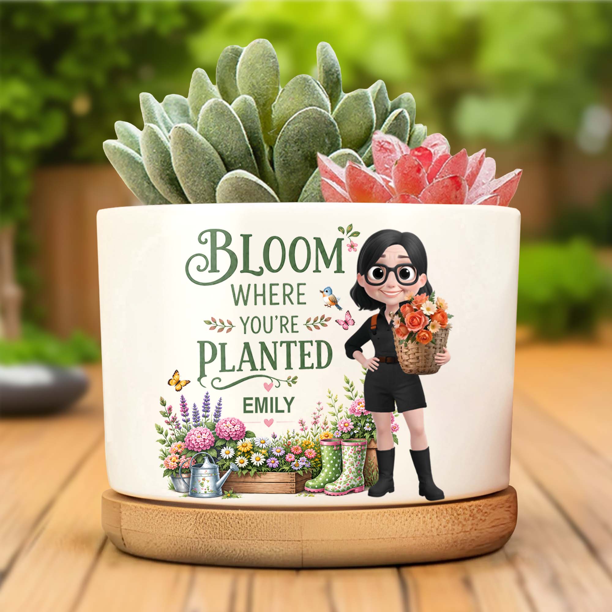 Personalized Ceramic Plant Pot Custom Name Gift for Mom Ceramic Plant Pot GradoCreations