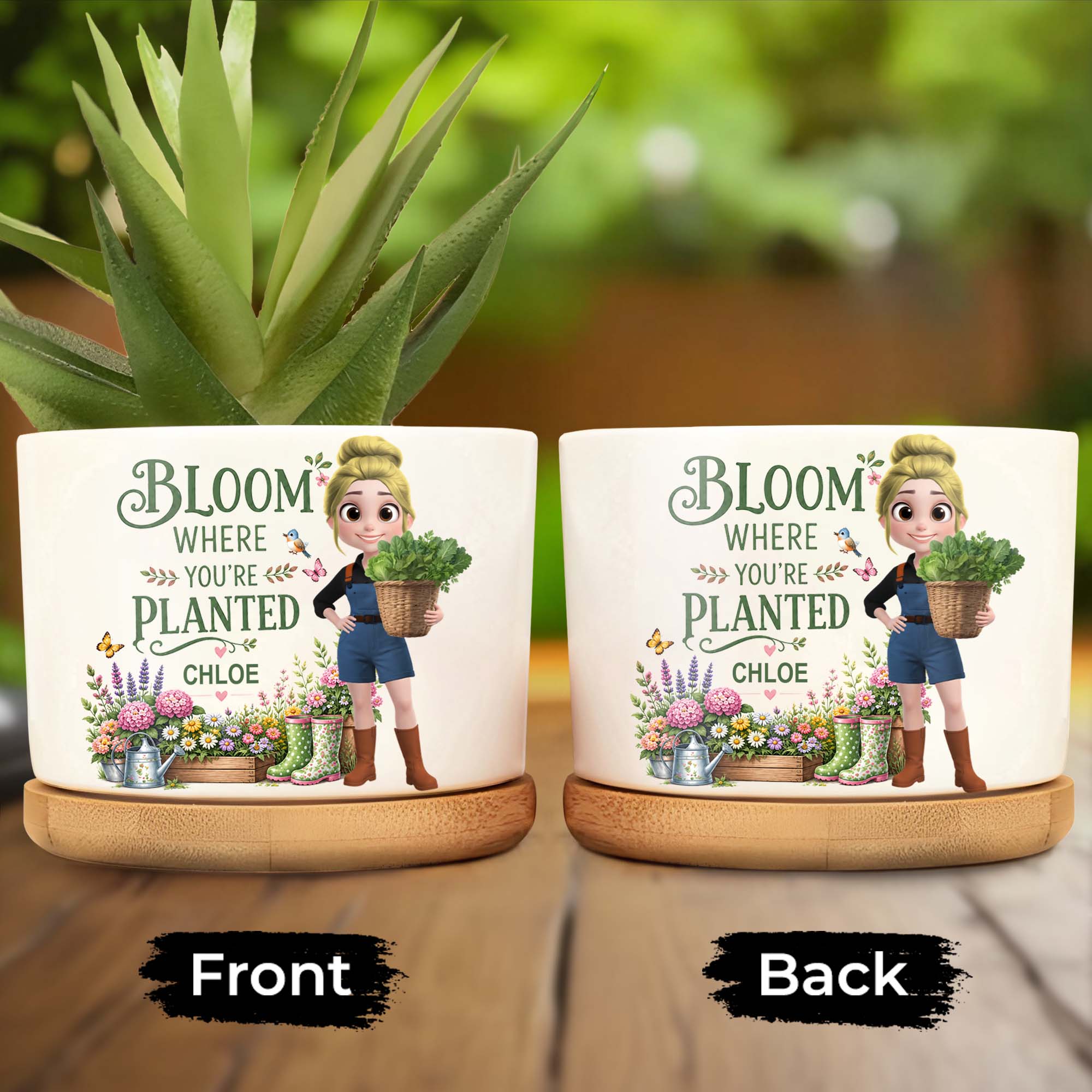 Personalized Ceramic Plant Pot Custom Name Gift for Mom Ceramic Plant Pot GradoCreations