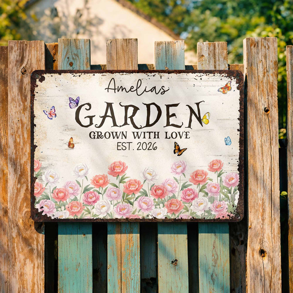 Personalized Floral Metal Sign with Butterflies Gift for Mom Metal Sign GradoCreations