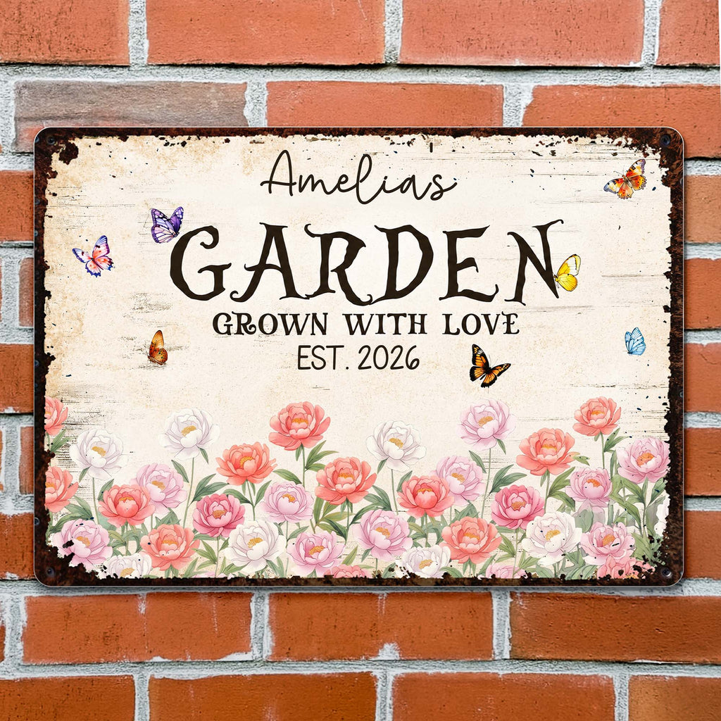 Personalized Floral Metal Sign with Butterflies Gift for Mom Metal Sign GradoCreations