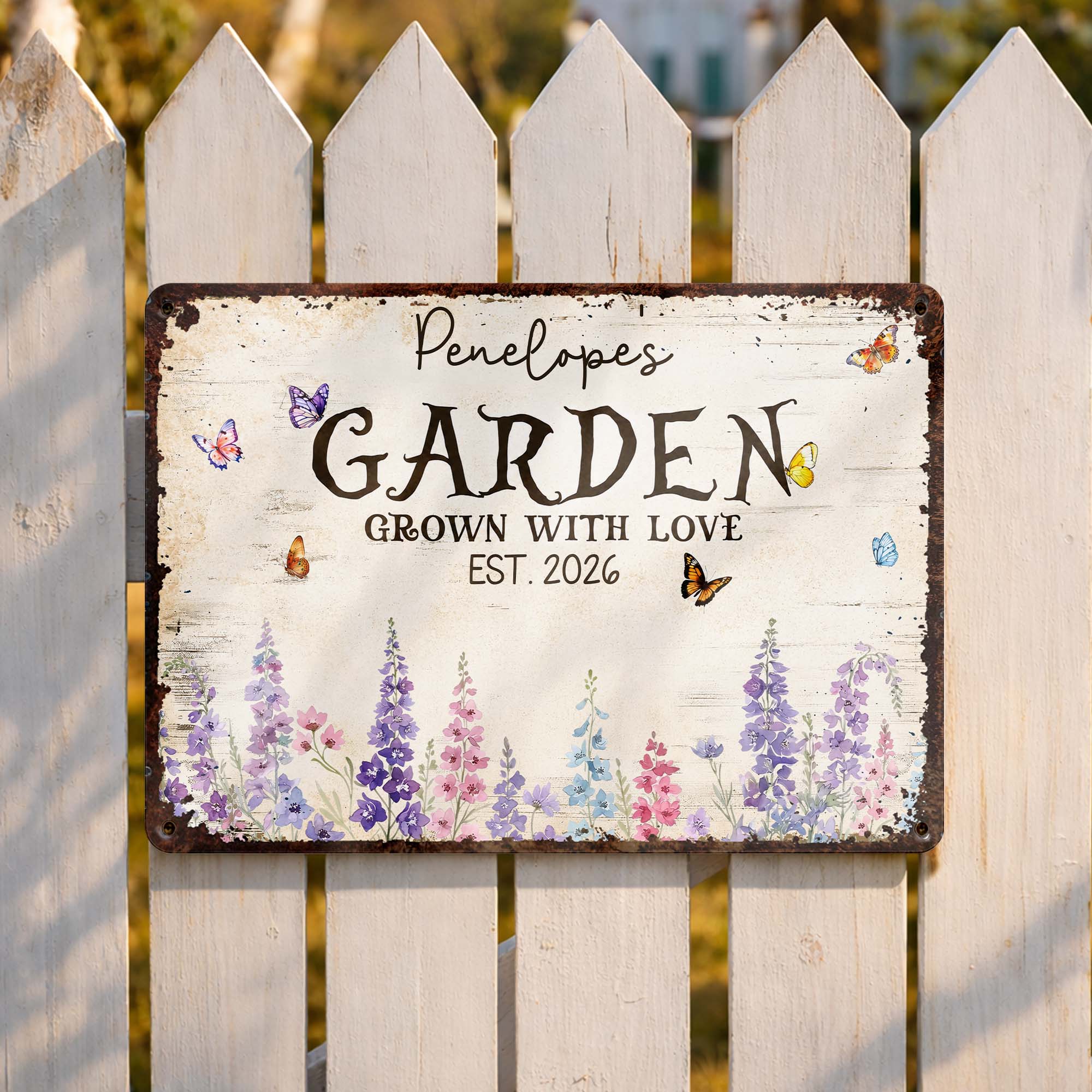 Personalized Floral Metal Sign with Butterflies Gift for Mom Metal Sign GradoCreations
