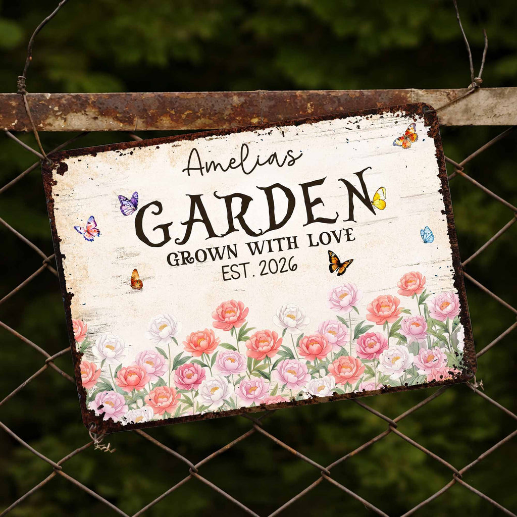 Personalized Floral Metal Sign with Butterflies Gift for Mom Metal Sign GradoCreations
