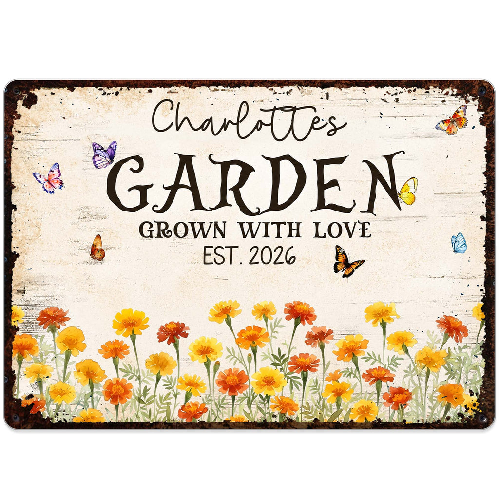 Personalized Floral Metal Sign with Butterflies Gift for Mom Metal Sign GradoCreations