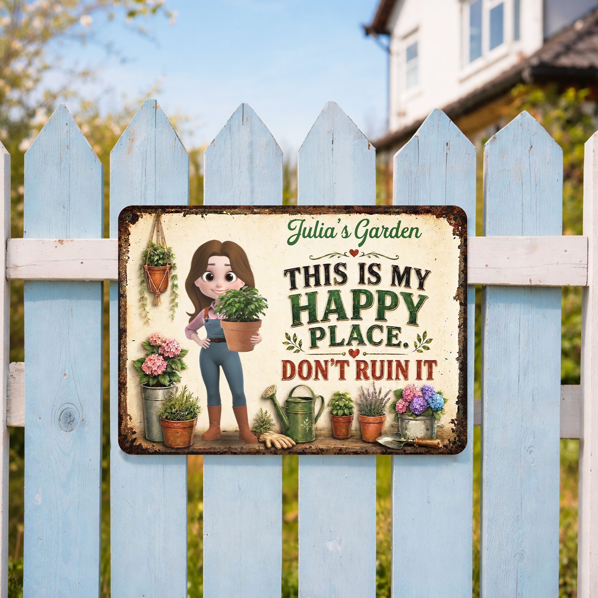 Personalized Metal Garden Sign Custom Name Gift for Mom Metal Sign GradoCreations