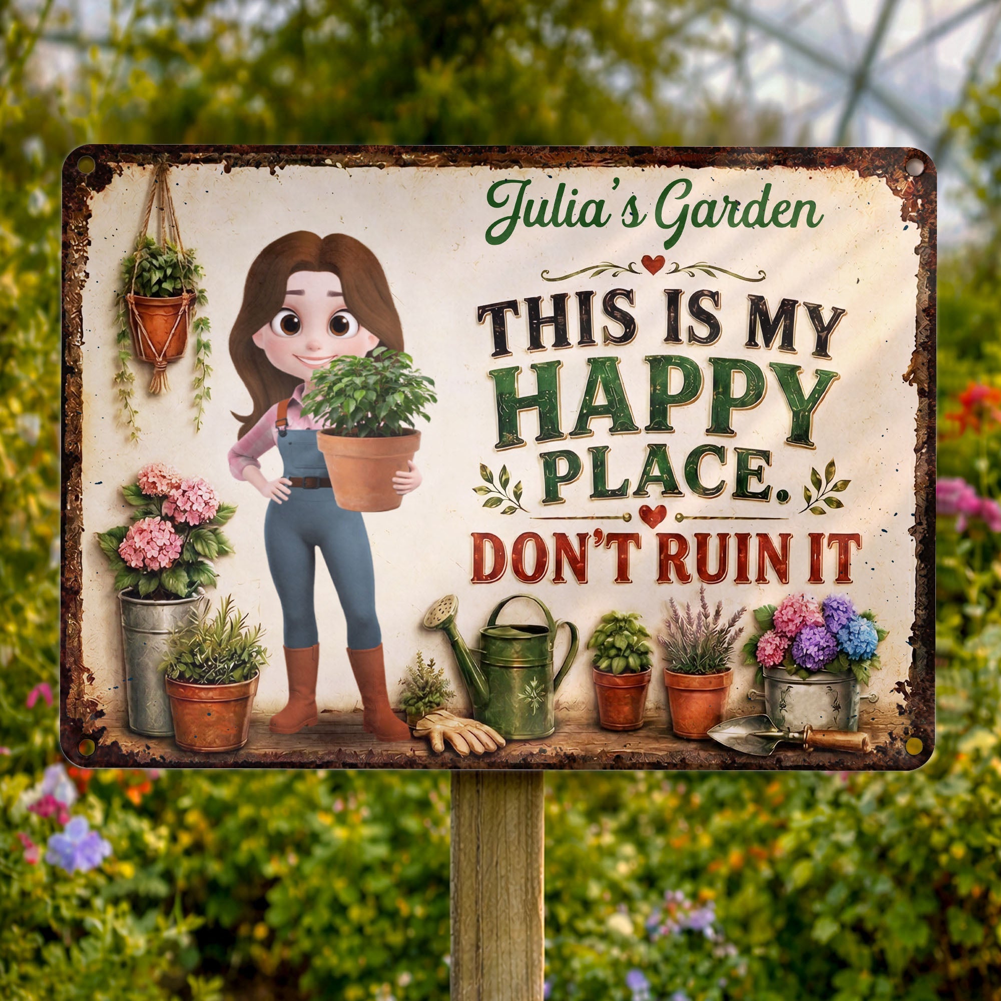 Personalized Metal Garden Sign Custom Name Gift for Mom Metal Sign GradoCreations