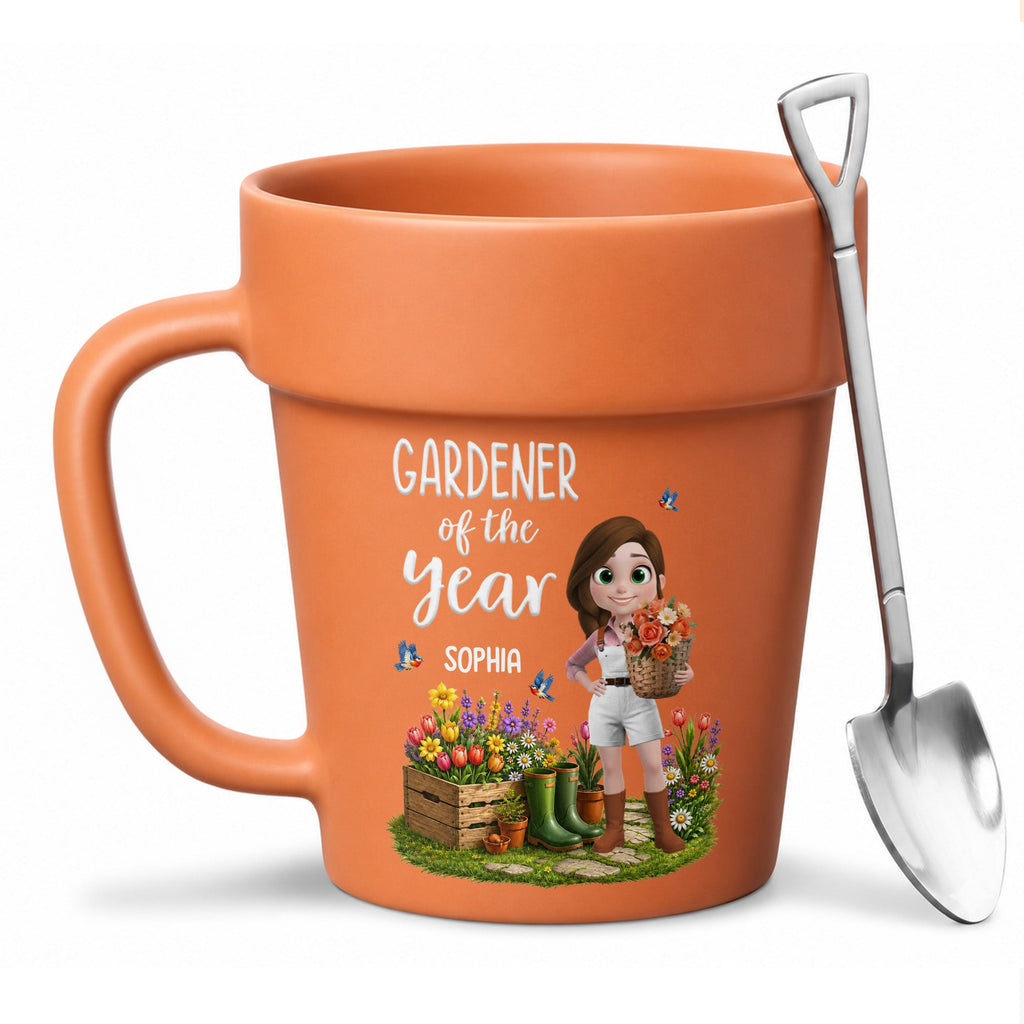 Personalized Plant Pot Ceramic Mug Custom Gardening Gift for Mom