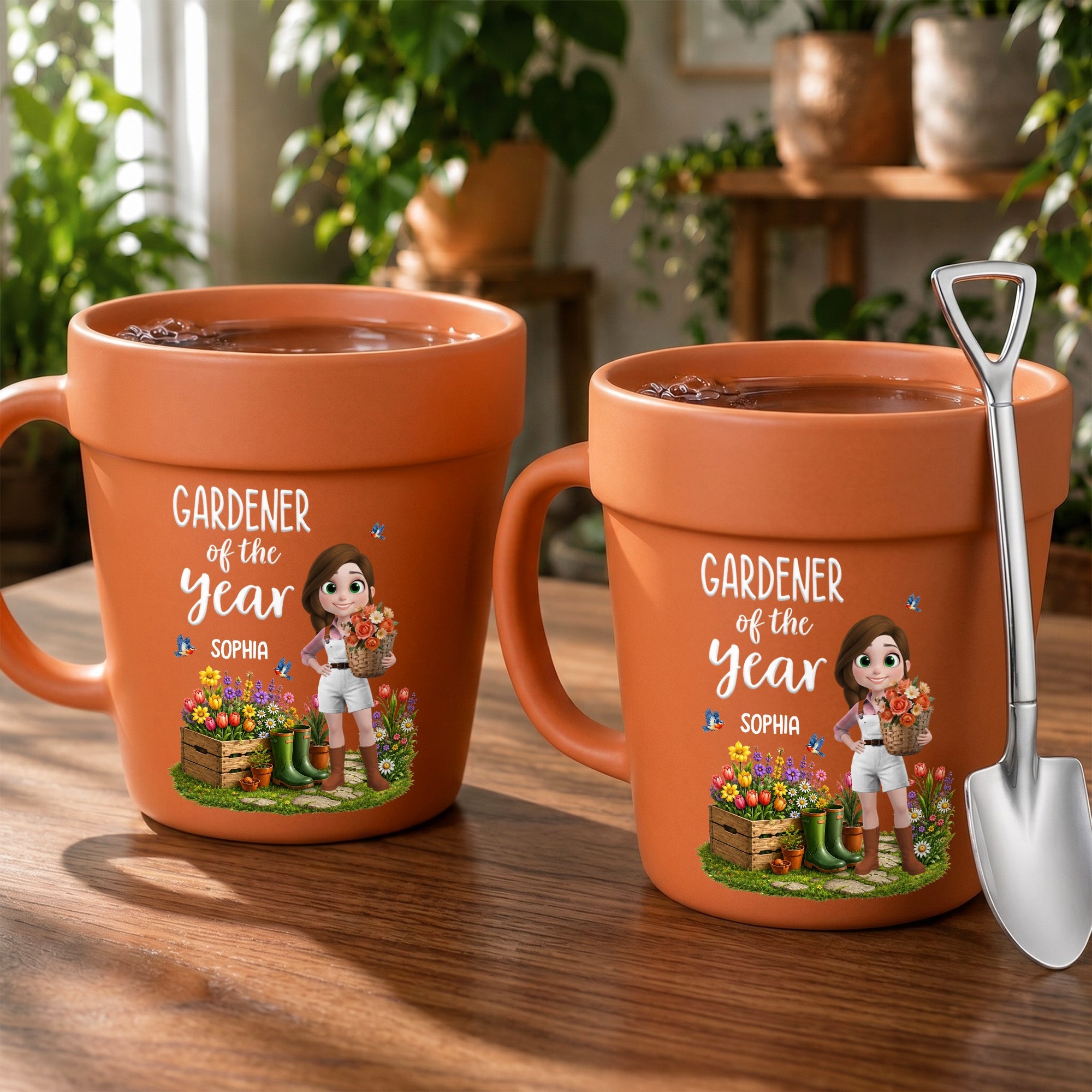 Personalized Plant Pot Ceramic Mug Custom Gardening Gift for Mom
