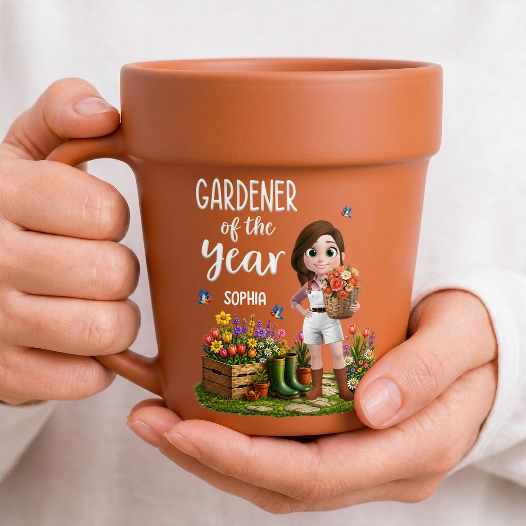 Personalized Plant Pot Ceramic Mug Custom Gardening Gift for Mom