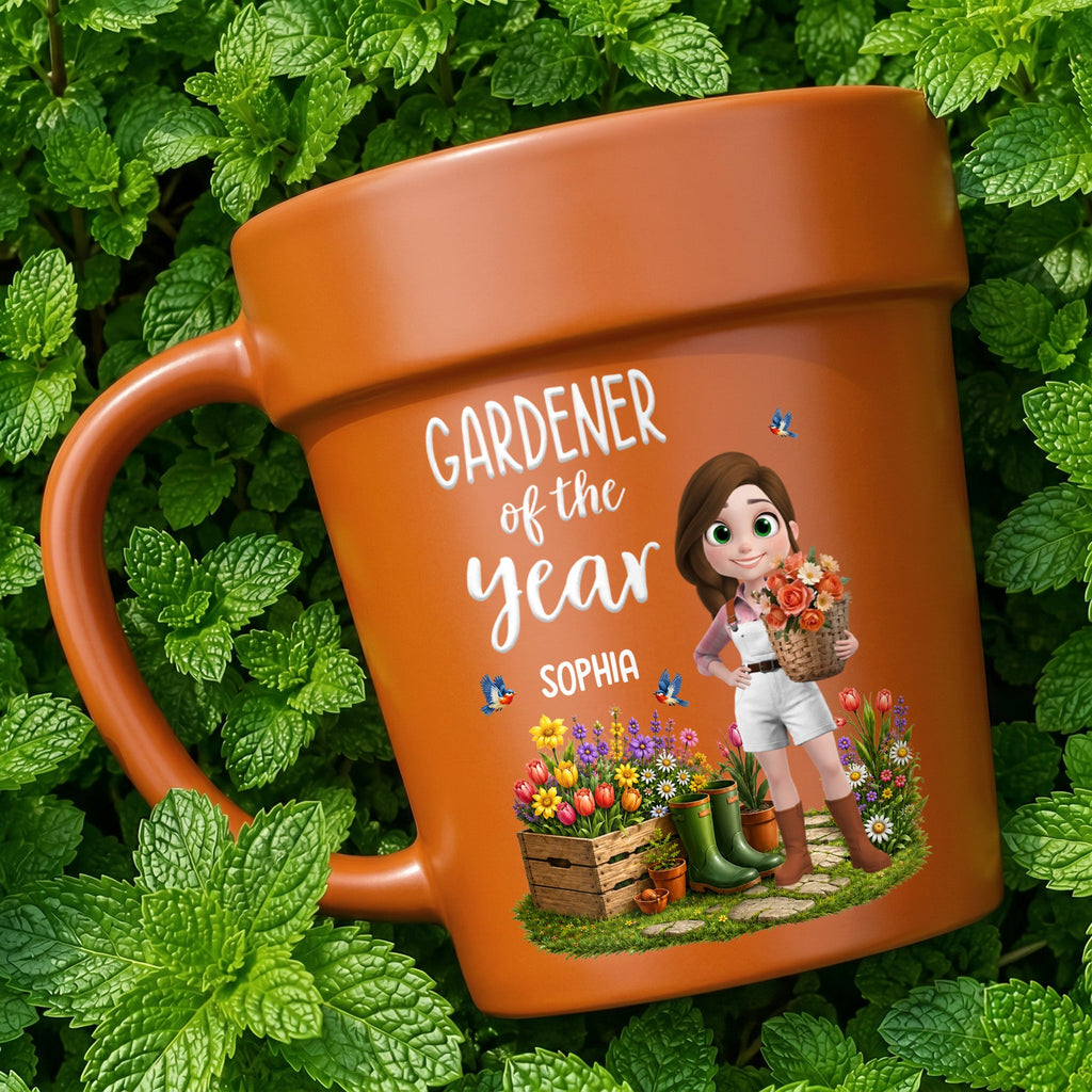 Personalized Plant Pot Ceramic Mug Custom Gardening Gift for Mom