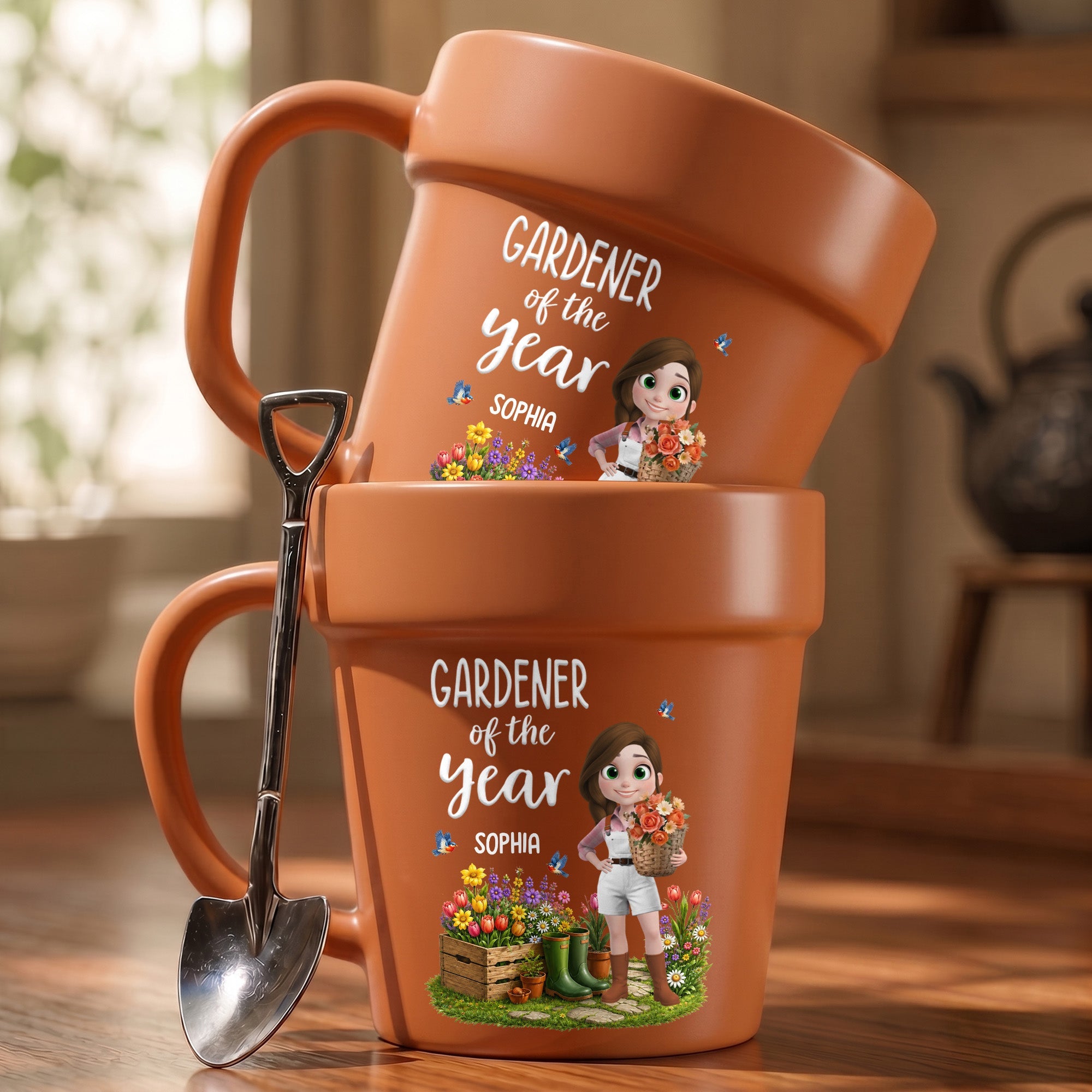 Personalized Plant Pot Ceramic Mug Custom Gardening Gift for Mom