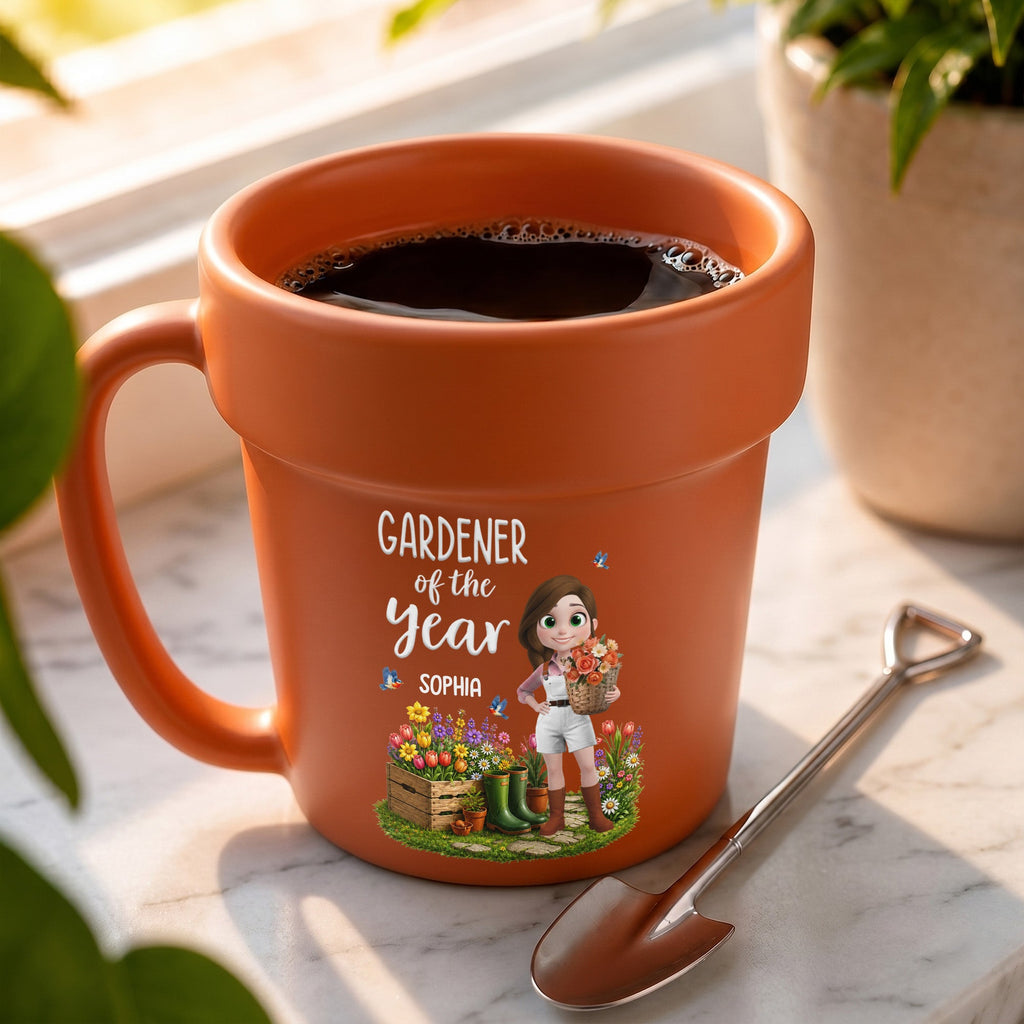 Personalized Plant Pot Ceramic Mug Custom Gardening Gift for Mom