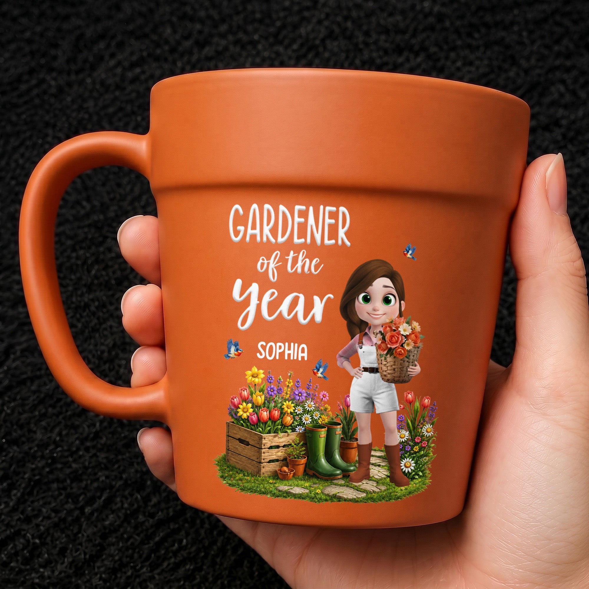Personalized Plant Pot Ceramic Mug Custom Gardening Gift for Mom