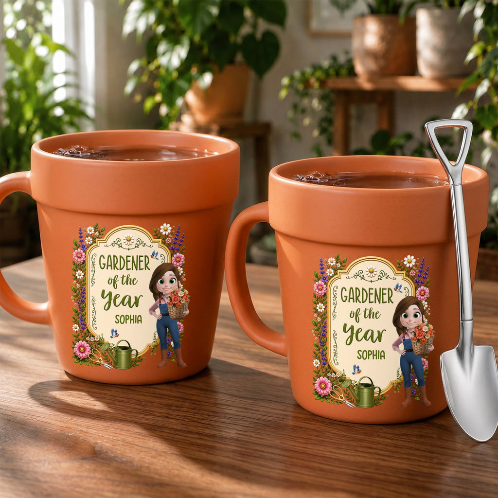 Personalized Flower Pot Mug Custom Gift for Gardeners