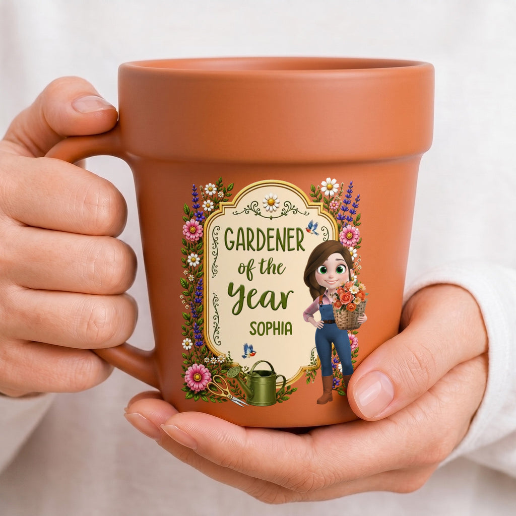 Personalized Flower Pot Mug Custom Gift for Gardeners