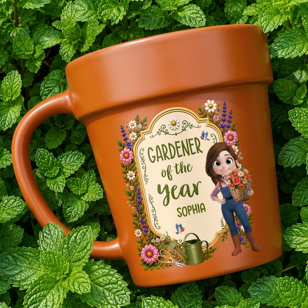 Personalized Flower Pot Mug Custom Gift for Gardeners
