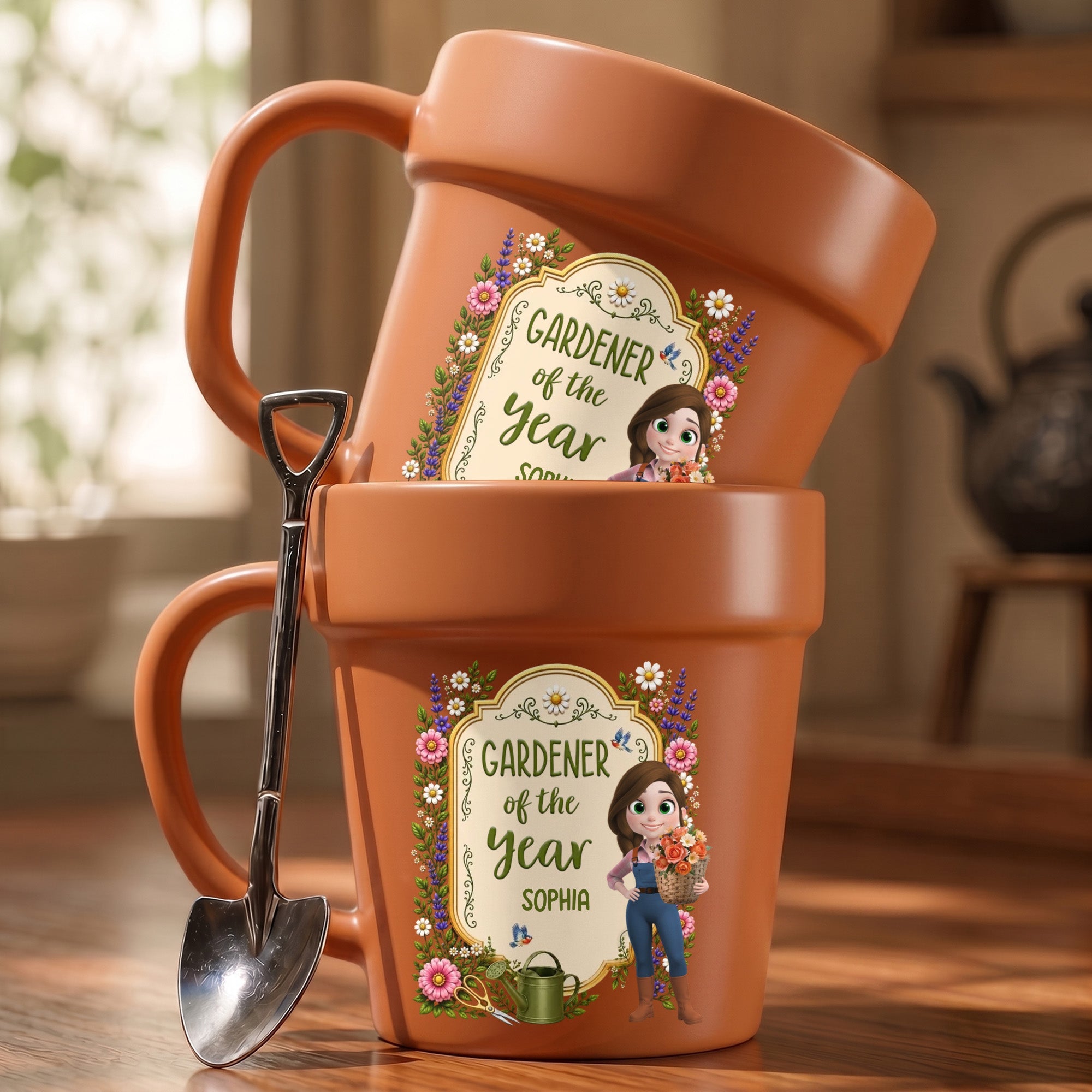 Personalized Flower Pot Mug Custom Gift for Gardeners