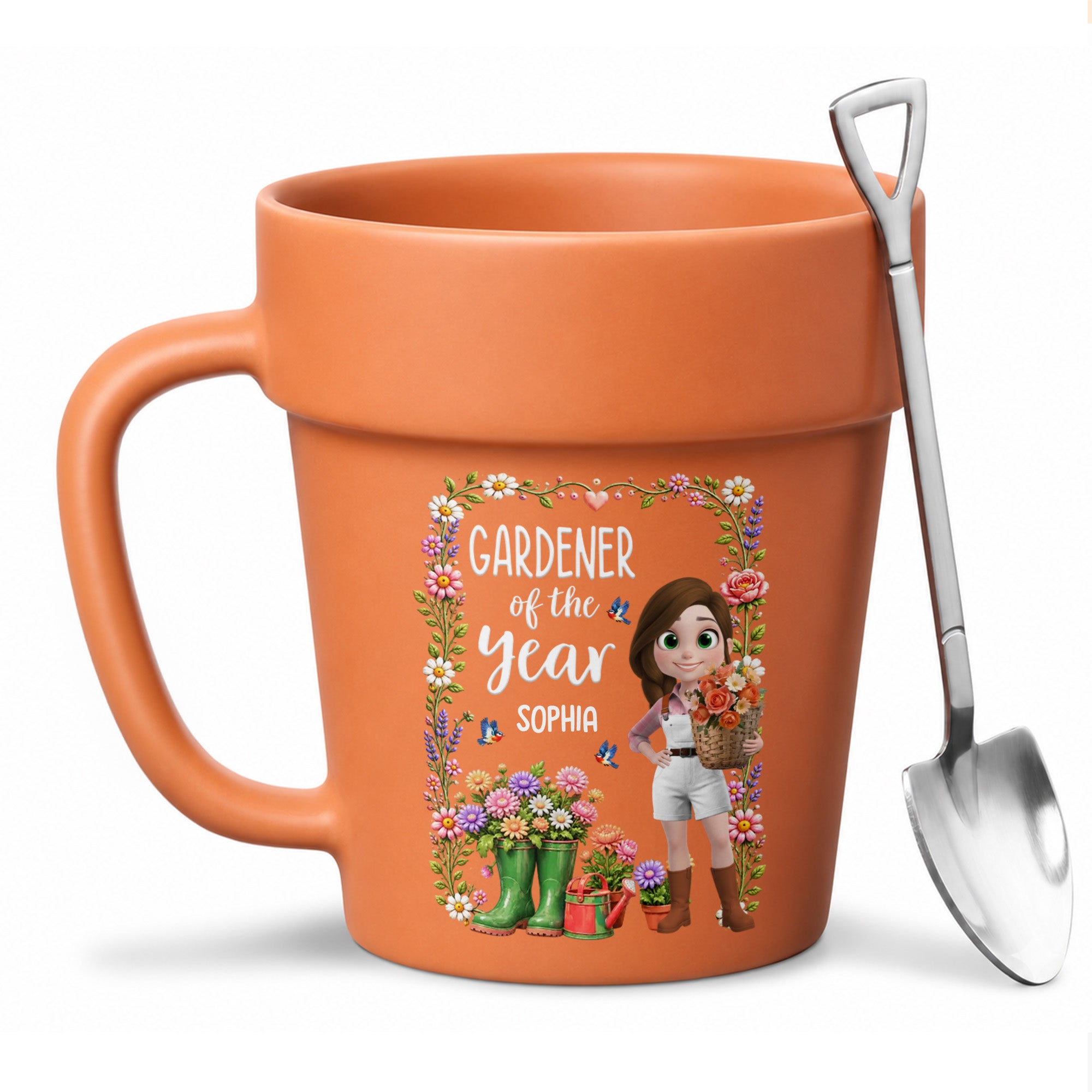 Personalized Plant Pot Ceramic Mug Custom Art Gift for Gardeners