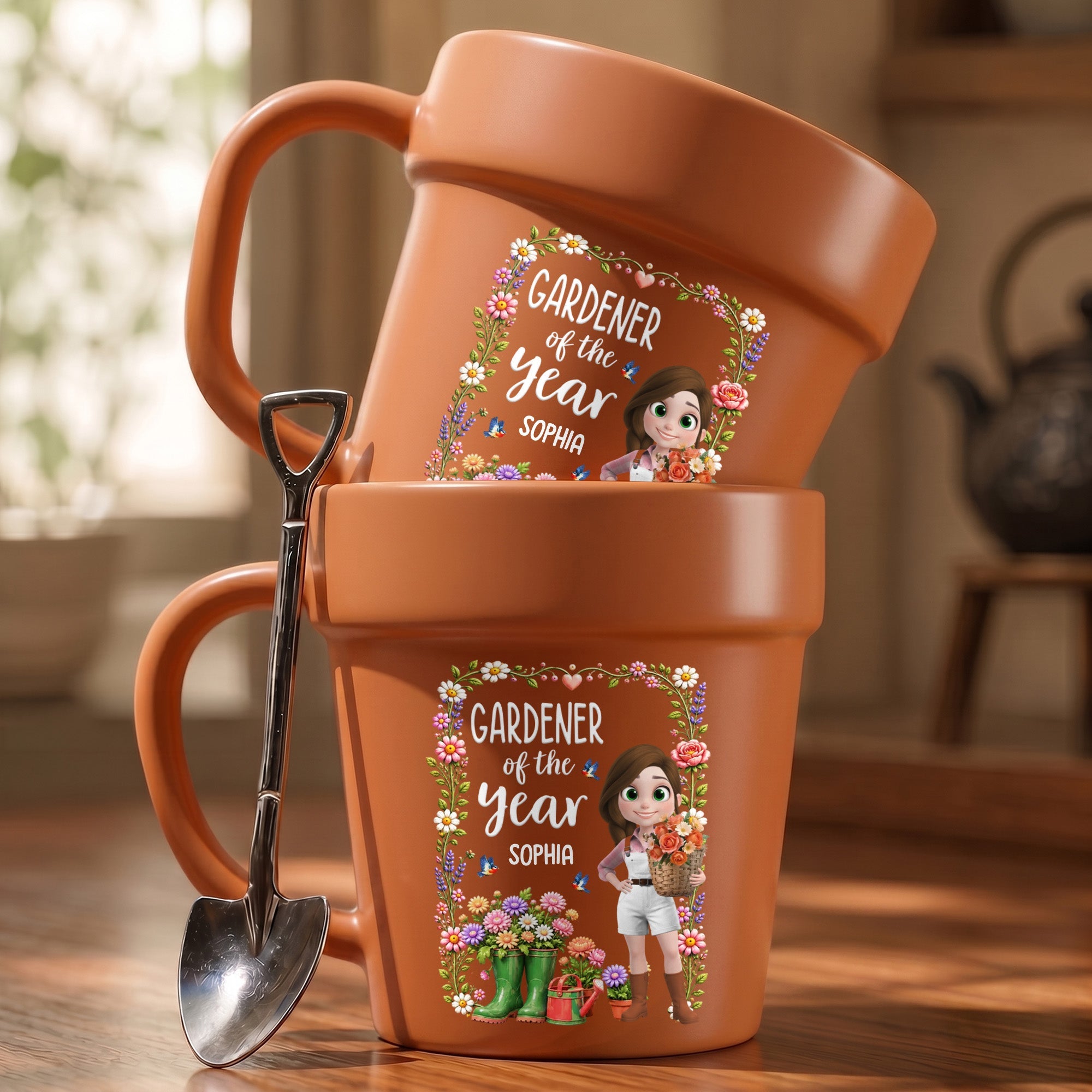 Personalized Plant Pot Ceramic Mug Custom Art Gift for Gardeners