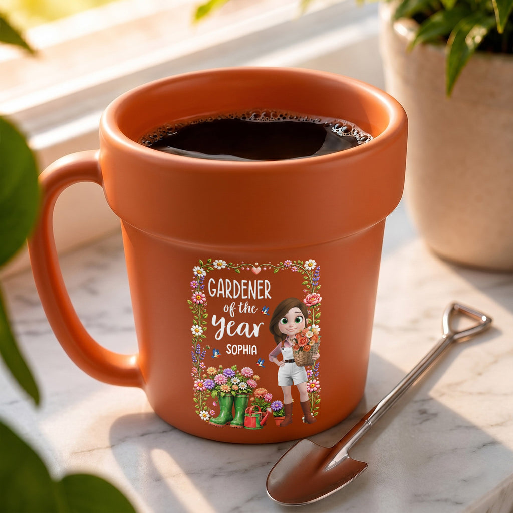 Personalized Plant Pot Ceramic Mug Custom Art Gift for Gardeners