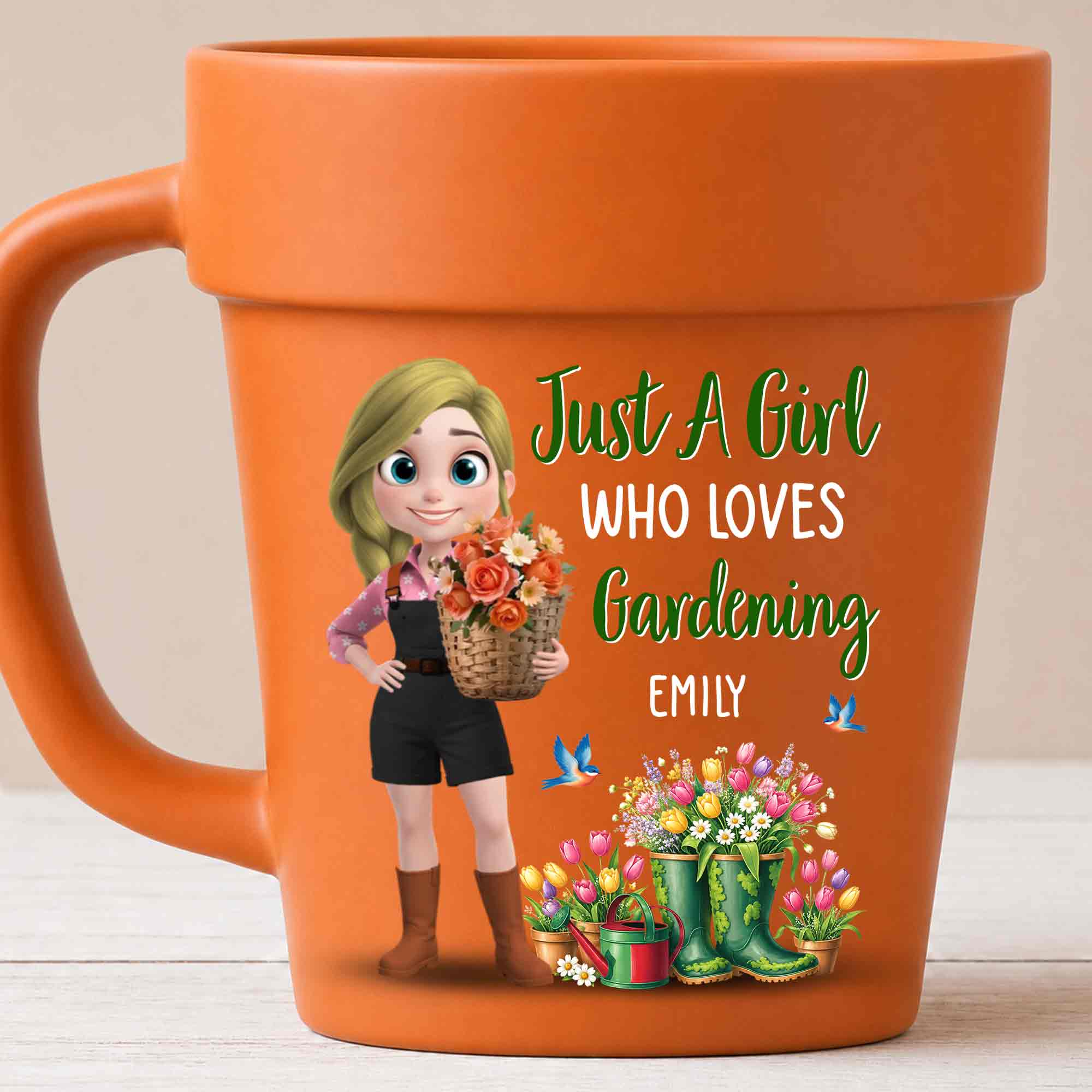 Personalized Plant Pot Ceramic Mug Custom Name Gardening Gift