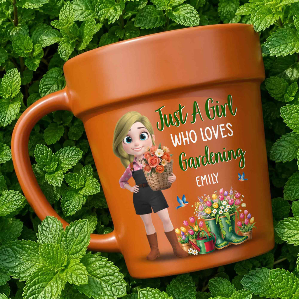 Personalized Plant Pot Ceramic Mug Custom Name Gardening Gift