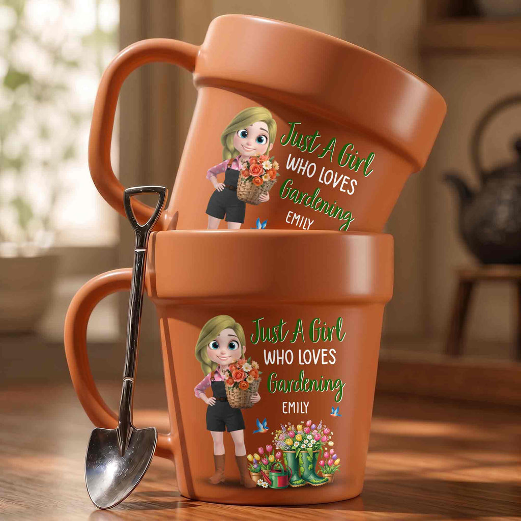 Personalized Plant Pot Ceramic Mug Custom Name Gardening Gift