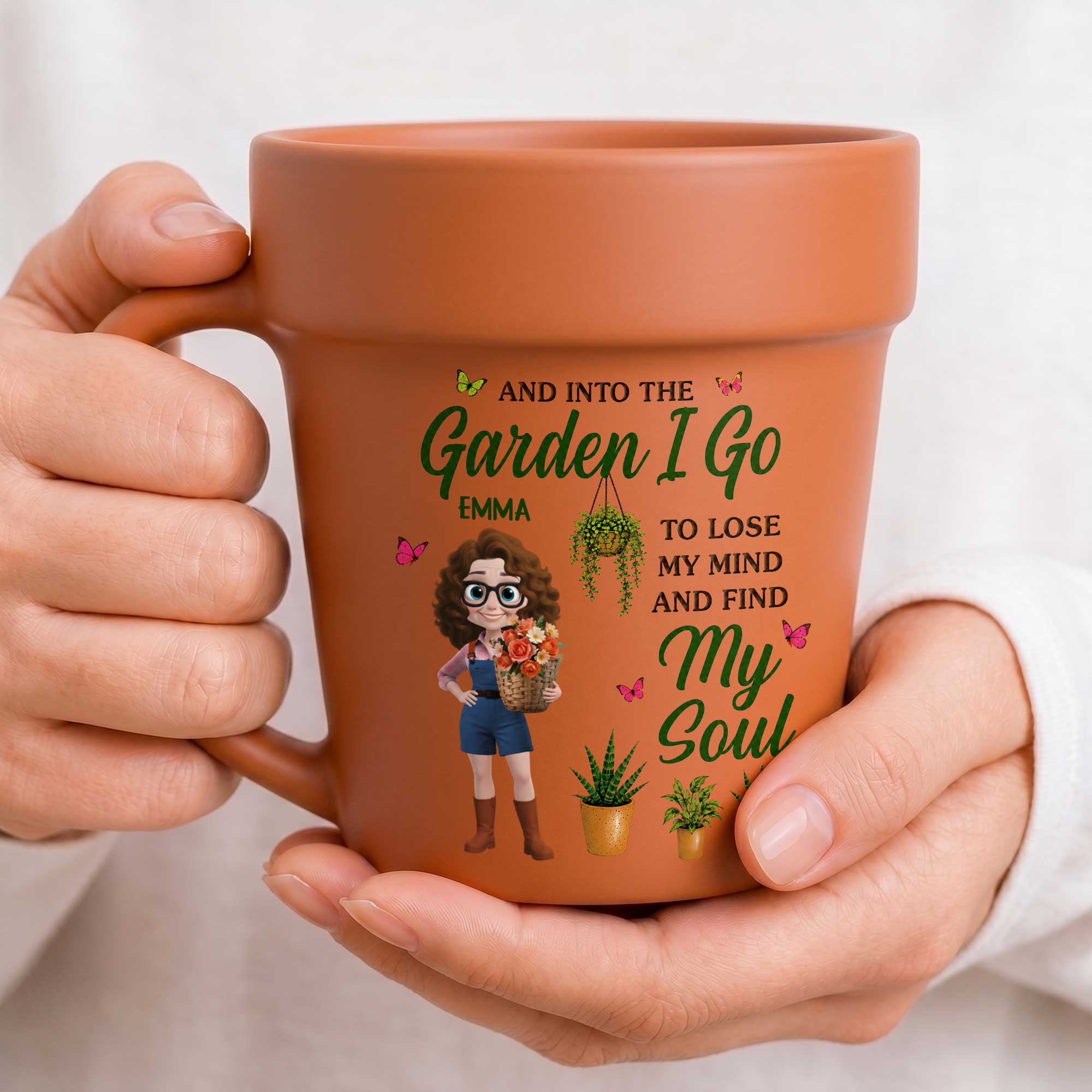Personalized Ceramic Plant Pot Mug Custom Gift for Gardeners