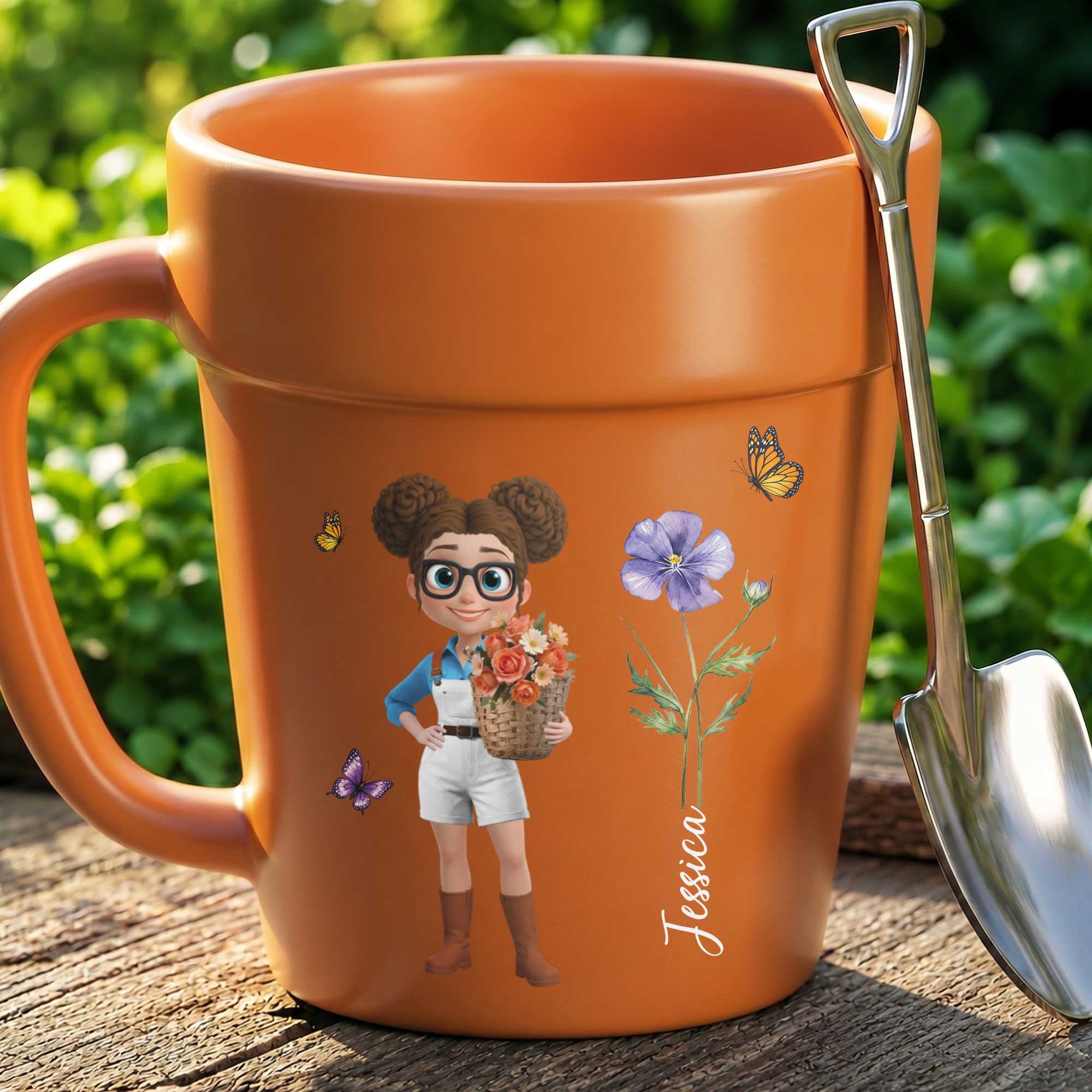 Personalized Ceramic Flower Pot Mug Custom Name Gift for Gardeners Plant Pot Ceramic Mug GradoCreations