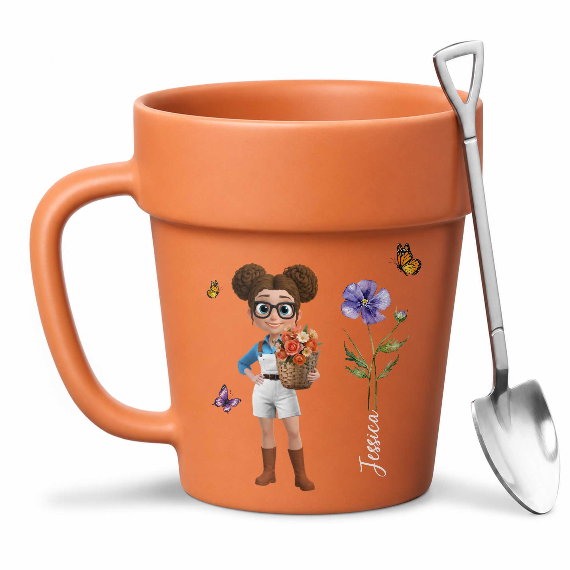 Personalized Ceramic Flower Pot Mug Custom Name Gift for Gardeners Plant Pot Ceramic Mug GradoCreations