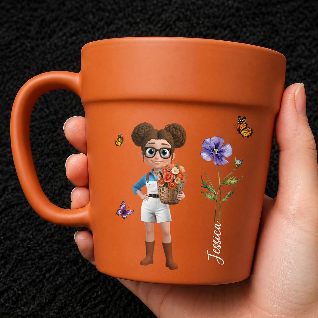 Personalized Ceramic Flower Pot Mug Custom Name Gift for Gardeners Plant Pot Ceramic Mug GradoCreations