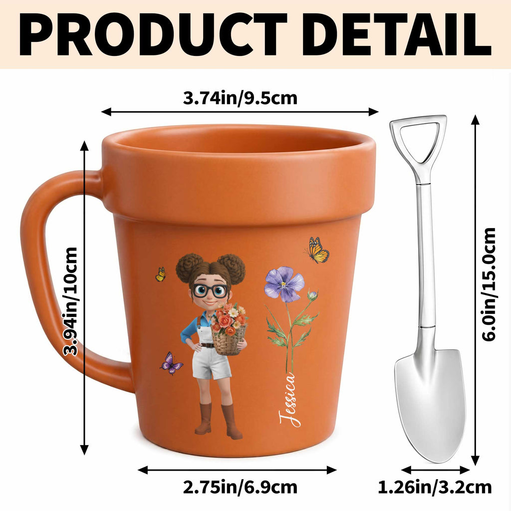 Personalized Ceramic Flower Pot Mug Custom Name Gift for Gardeners Plant Pot Ceramic Mug GradoCreations